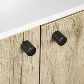 Kleankin Dulap Chiuvetă Baie, Raft, Uși Duble, Design Vintage, Stejar Antic/Alb, 60x30x60cm | Aosom Romania