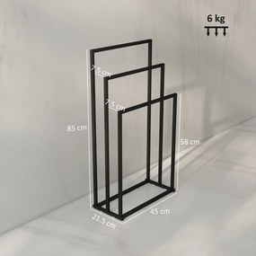 HOMCOM Suport pentru Prosoape de Podea cu 3 Brate Autoportant din Oțel, 45x21.5x85 cm | Aosom Romania