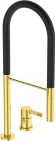 Baterie bucatarie cu pipa flexibila Ideal Standard Gusto 142 auriu - negru semi-profesionala