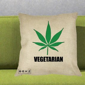 Perna Decorativa Vegetarian cu Frunza, 40x40 cm, Crem, Husa Detasabila, Perna Inclusa, BEKZ®