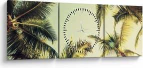 Tablou - Palmieri de cocos (cu ceas) (90x30 cm)