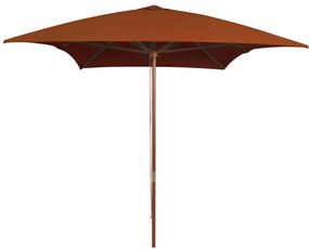 Umbrela de soare, exterior, stalp lemn, caramiziu, 200x300 cm Terracota