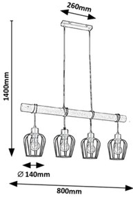 Lustra suspendata stil minimalist industrial Fabian 4L