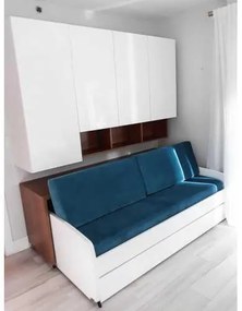 Set pat cu lada de depozitare, birou, raftururi si canapea - COMPACT TWIN SET(90X200)