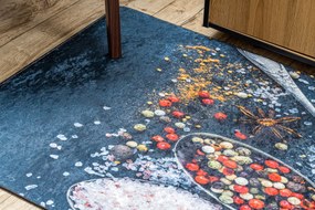 ANDRE 9002 covor lavabil linguri, condimente bucatarie, anti-alunecare - albastre / teracotă