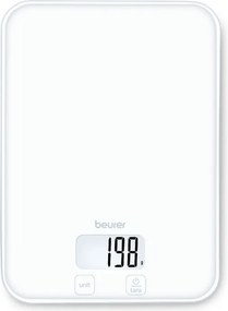 Cântar de bucătărie Beurer KS 19 Pure White, până la 5 kg, funcție TARE, comandă tactilă, ecran LCD, sticlă, ultra-subțire, roșu