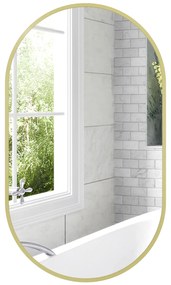 HOMCOM Marele miroir oval de perete cu cadru din aluminiu în stil minimalist, montaj vertical sau orizontal cu 3 cârlige, 40 x 70 cm, auriu | Aosom Romania