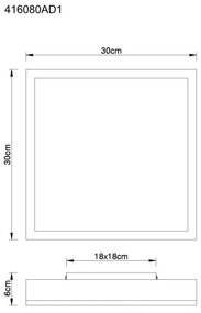 Plafoniera LED aluminiu argintiu, MDF gri DORO 30x30cm
