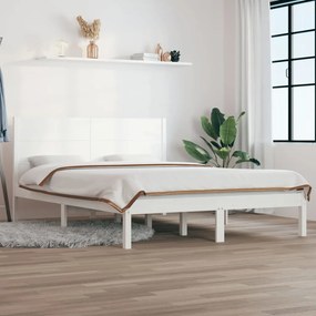 3104129 vidaXL Cadru de pat dublu, alb, 135x190 cm, lemn masiv