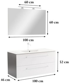 Mobilier complet de baie Vario Clam 100 antracit-alb