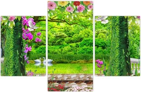 Tablou - Grădina magică cu lebede (90x60 cm)