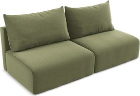 Canapea verde extensibilă/cu spațiu de depozitare cu tapițerie din catifea 216 cm Kalena – Makamii