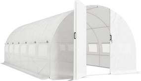 Outsunny Seră tunel 6x3x2 m cu ușă cu balamale, 12 ferestre cu plasă și structură din oțel galvanizat, alb | Aosom Romania