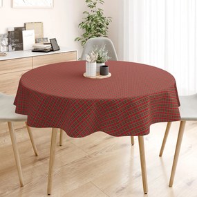 Goldea față de masă decorativă loneta - carouri mici roșii - rotundă Ø 100 cm