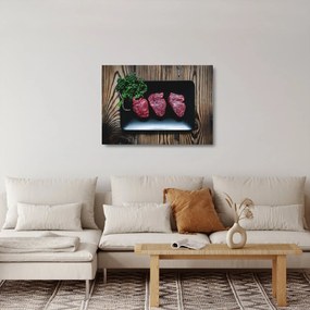 Tablou pe sticlă cu carne pe farfurie (70x50 cm)