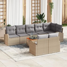 vidaXL Set de canapele pentru grădină 9 pcs Bej Rattan poli