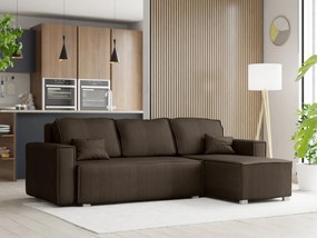 Canapea extensibila cu colt bilateral SMART COSARO, maro inchis + 2 perne GRATUITE