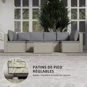 Outsunny Set mobilier grădină de 6 persoane, din rășină împletită, canapele confortabile și masă joasă cu sticlă securizată, maro | Aosom Romania