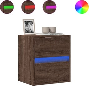 vidaXL Comodă TV de perete cu lumini LED, stejar maro, 41x31x45 cm