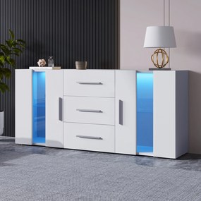 Comodă modernă cu lumini LED multicolore, Alb | Aosom Romania
