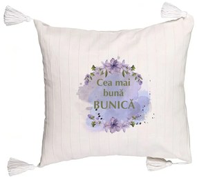 Perna Decorativa cu Franjuri pentru Bunica 2, 45x45 cm, Cu fermoar