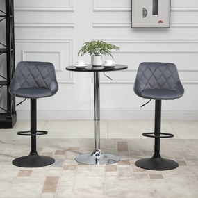 HOMCOM Scaun bar Reglabile in Inaltime cu Spatar, Greutate Suportata 120kg,51.5x48x83-104cm, gri | Aosom Romania