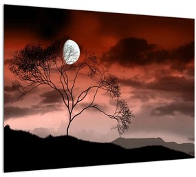 Tablou pe sticlă - Luna luminează noaptea (70x50 cm)