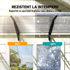 Outsunny Acoperiș din Policarbonat și Aluminiu pentru Balcoane, Ferestre și Uși, Pensilină Exterioară cu Suport din PP, 303x96x27 cm, Transparent