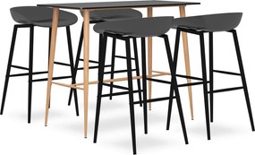 vidaXL Set mobilier de bar, 5 piese, negru și gri