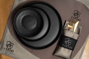 Set 18 Piese Farfurii Ceramica Vulcano (Negru Mat Carbon)