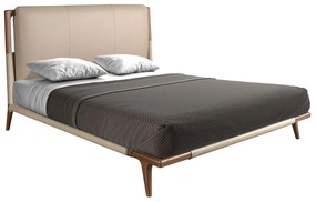 Pat dublu tapitat design LUX din lemn si piele sintetica Mink 180x200cm