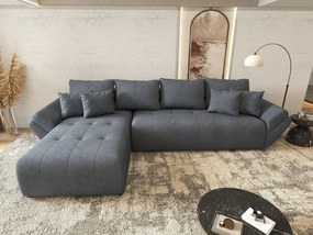 Colțar extensibil dumonde cu ladă de depozitare si sezut confortabil din spuma high-density, Berlin XL Enjoy Antracit 350x185 cm