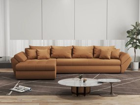 Colțar extensibil dumonde cu ladă de depozitare si sezut confortabil din spuma high-density, Loana XL Enjoy Mango 335x185 cm