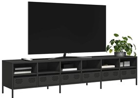 vidaXL Dulap TV, negru, 202x39x43,5 cm, oțel laminat la rece