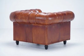 Fotoliu Chesterfield din piele naturala maro, "Classic Chic"