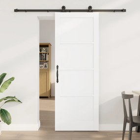 Ușa glisantă vidaXL cu set de accesorii alb 78x211 cm din lemn masiv de pin