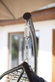 Scaun suspendat negru KOKON cu suport, perna deschisa