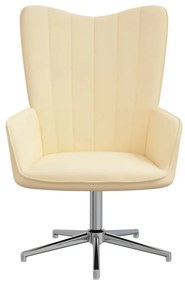 327730 vidaXL Scaun de relaxare, alb crem, catifea