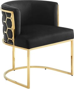 Scaun ELEGANCE catifea neagra, otel inoxidabil auriu