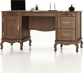 Birou lemn masiv Seraphia 2 Uși, 160 × 65 × 79 cm - Vanilla