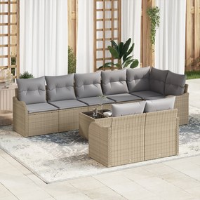 vidaXL Set de canapele pentru grădină cu pernă 9 pcs Bej Rattan poli