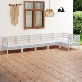 3082708 vidaXL Set mobilier de grădină, 6 piese, alb, lemn masiv de pin