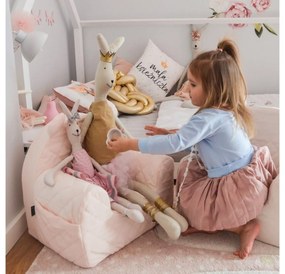 Fotoliu pentru copii cu spatar, catifea Velvet Ursulet Teddy Beige