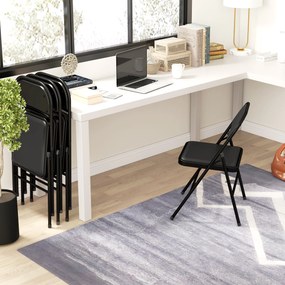 HOMCOM Set de 2 Scaune Pliabile Metalice, Tapițate cu Piele Ecologică PU, pentru Interior, cu Șezut Confortabil și Spătar Deschis | Aosom Romania