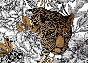 Tablou - Leopard între flori (70x50 cm)