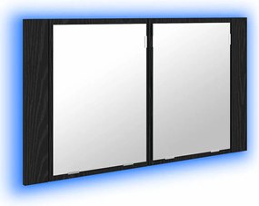 vidaXL Dulap cu oglindă pentru baie Stejar Negru 80 x 12 x 45 cm