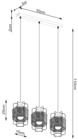 Lustră pe cablu Sollux SL.1301 GIZUR 3xE27/15W/230V