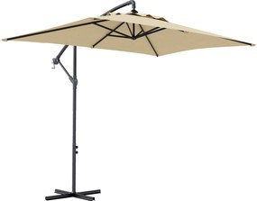 Outsunny Umbrelă Suspendată cu Orificii de Ventilaţie, Bază în Cruce şi Manivelă, 3x2 m, Bej | Aosom Romania