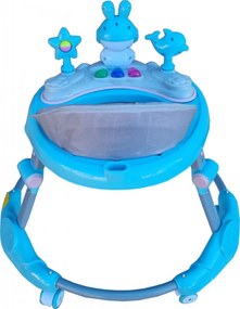 Premergator reglabil in 6 trepte de inaltime NOVOKIDS™ Happy Bunny, Cu melodii si lumini, Pliabil, Max 20 kg, Roti silentioase, Model Iepuras,