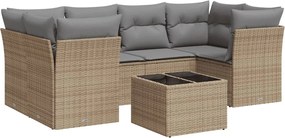 vidaXL Set canapele de grădină, 7 piese, cu perne, bej, poliratan